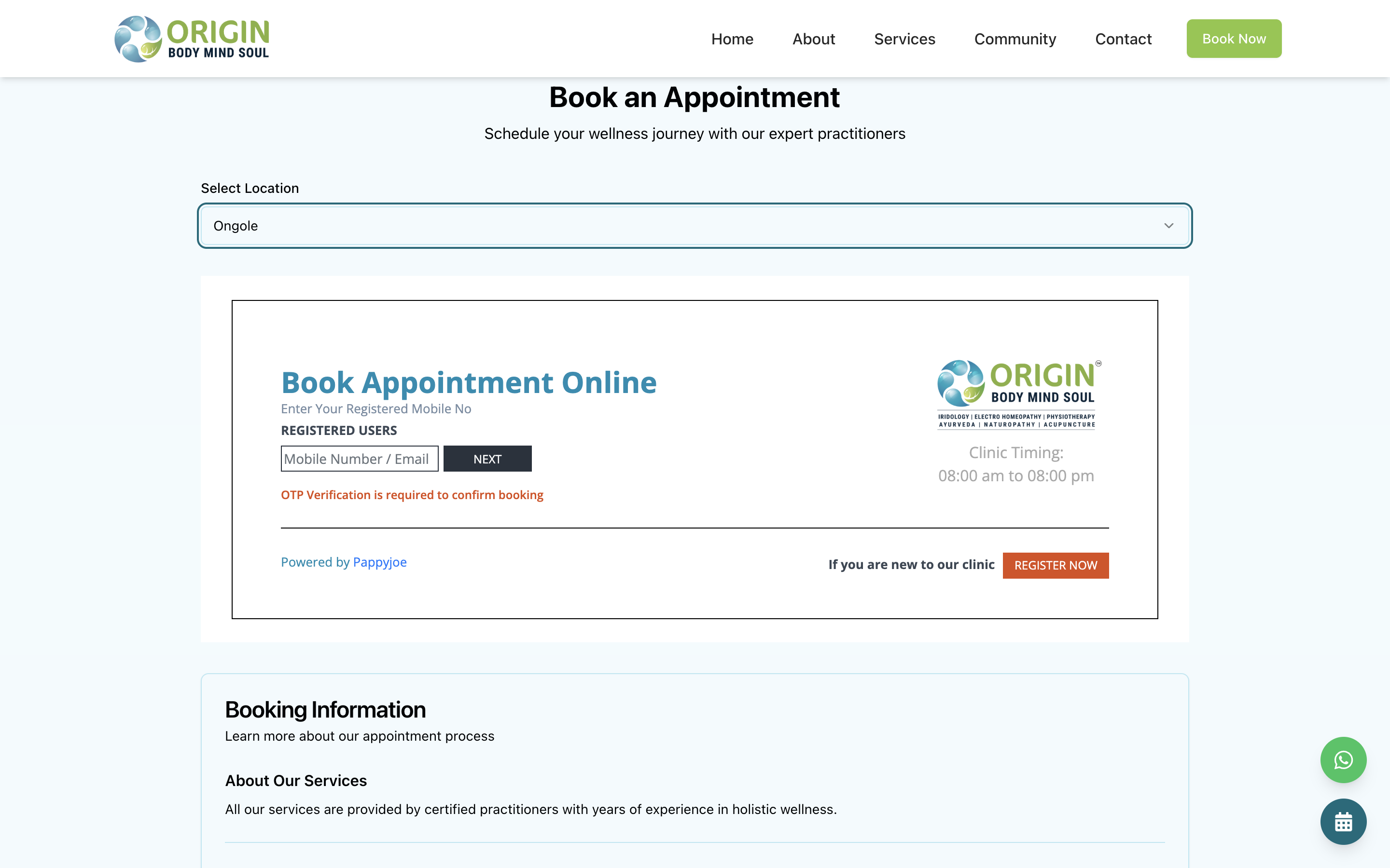 Origin Body Mind and Soul Website