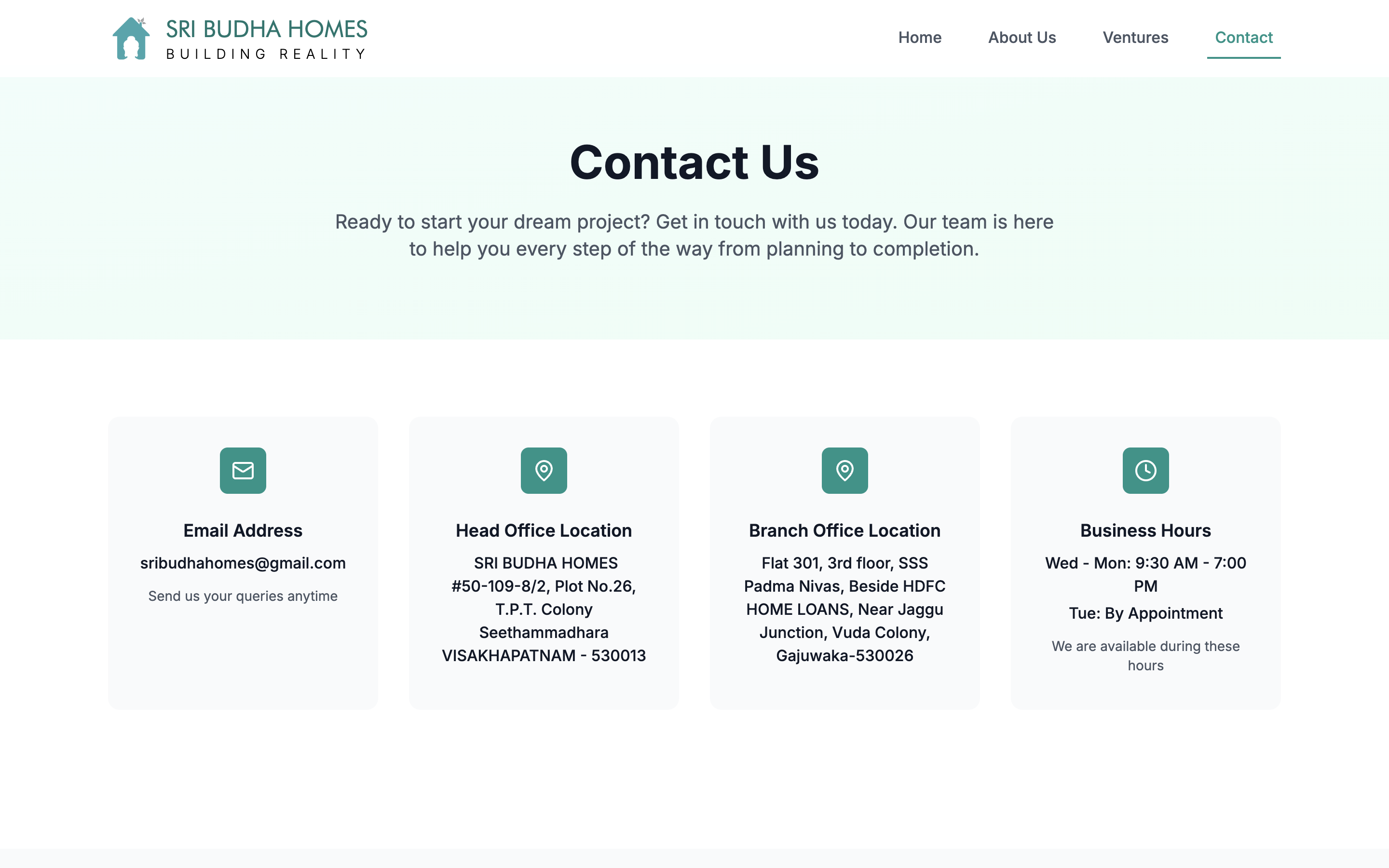 Sri Budha Homes Website